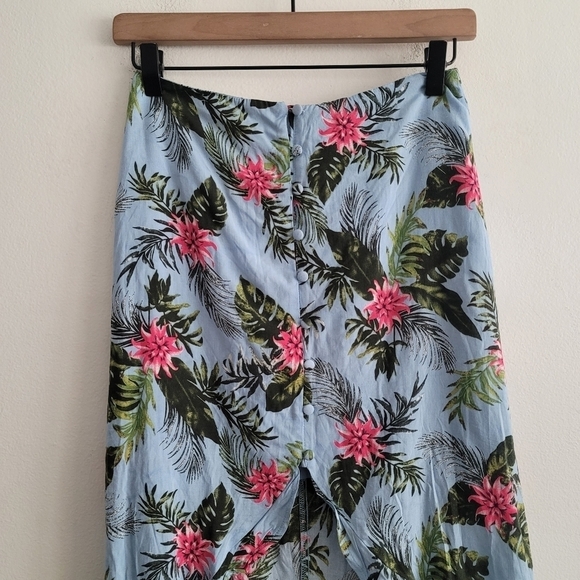 NEW Seek the Label Blue Floral High Low Button Front Skirt Hawaiian Tropical - Picture 4 of 10